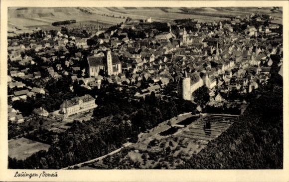 Ak Lauingen aan de Donau Schwäbische Alb, luchtfoto