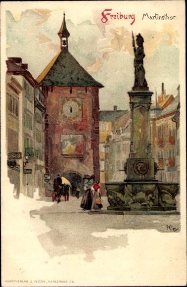 Kunstenaar litho Kley, Heinrich, Freiburg im Breisgau, Martinstor