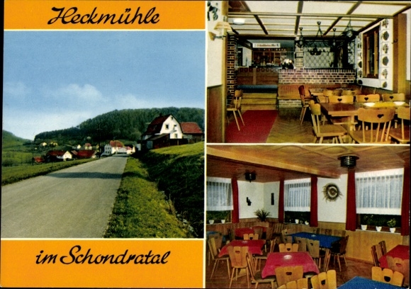 Postcard Heckmühle Wartmannsroth Lower Franconia, guest house, interior view