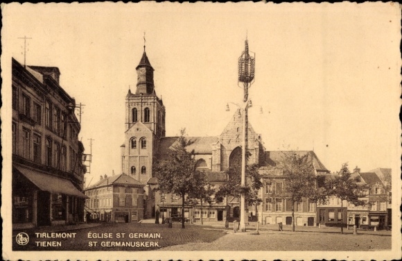 Postcard Tienen Thienen Tirlemont Flemish Brabant Flanders, Church of St. Germain, city view, building