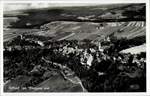 Postcard Alfdorf in Württemberg, aerial photograph
