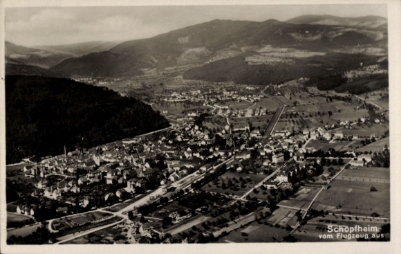 Postcard Schopfheim in Baden, aerial photograph