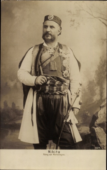 Postcard Nicolaus of Montenegro, standing portrait, King Nikola I