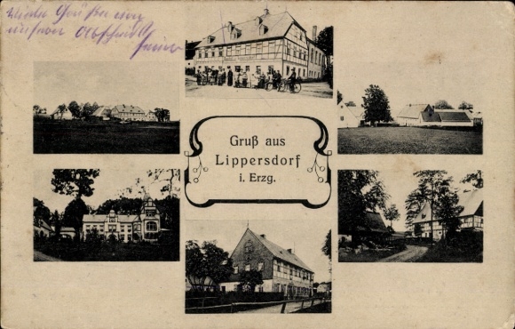 Ak Lippersdorf Lengefeld im Erzgebirge Sachsen, Teilansichten, Gasthaus