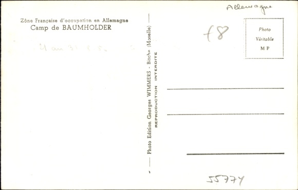 Postcard Baumholder in the Birkenfeld district, Zône Francaise d&#39;Occupation, military camp
