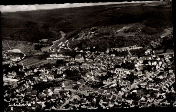 Postcard Reichenbach an der Fils Württemberg, aerial photograph