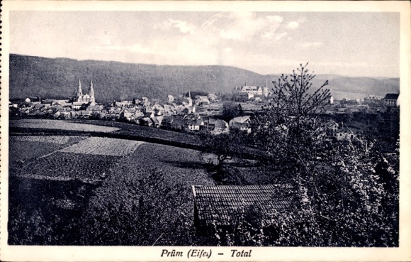 Postcard Prüm in the Eifel, total view