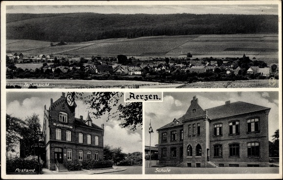 PC Aerzen im Weserbergland, total view, post office, school
