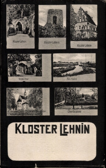 Postcard Kloster Lehnin in der Mark, Tetzel Tower, Forestry Office, Harbor Section