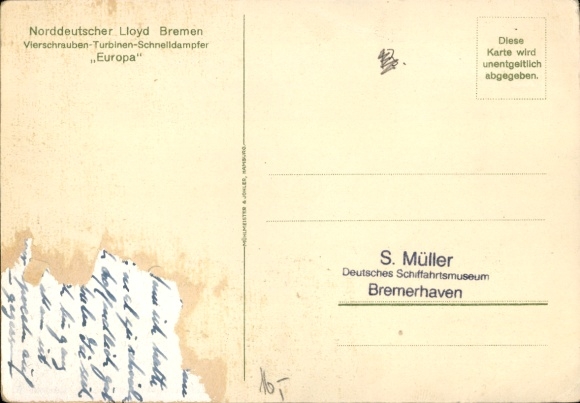 Artist Postcard Graf, G., Steamer Europa, North German Lloyd Bremen