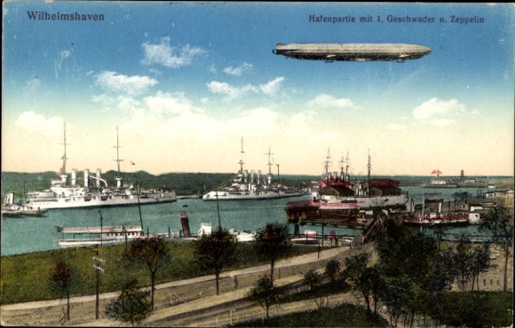 Wilhelmshaven on the North Sea, harbor, 1st Squadron, Zeppelin
