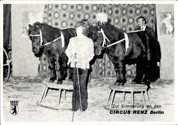 Postcard Zirkus Renz Berlin, Ponies, Dressage