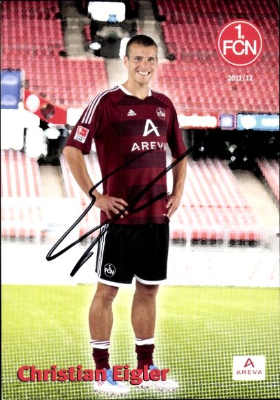 Autograph card footballer Christian Eigler, 1. FC Nuremberg, autograph