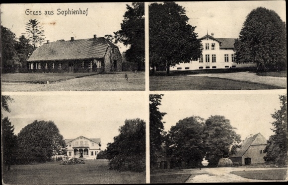 Ak Waabs in Holstein, Sophienhof, Gutshaus, Scheune
