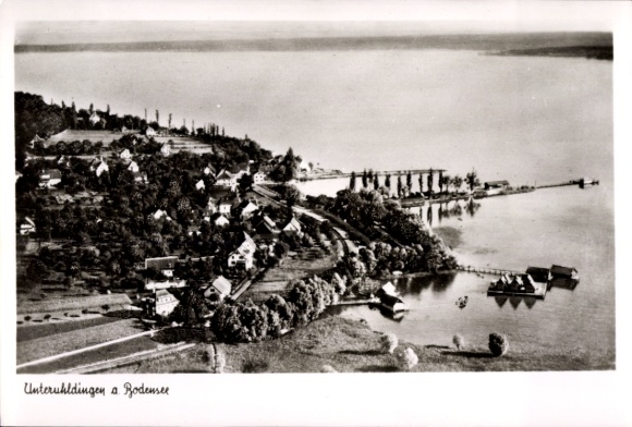 Postcard Unteruhldingen Uhldingen Mühlhofen am Bodensee, aerial photograph