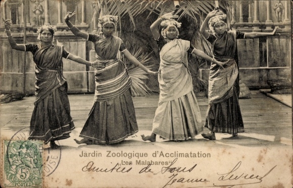 Ak Paris, Jardin Zoologique d'Acclimatation, Malabarische Tänzerinnen