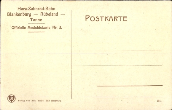 Postcard Blankenburg am Harz, Braune Sumpf station and Bielstein tunnel, Harz rack railway