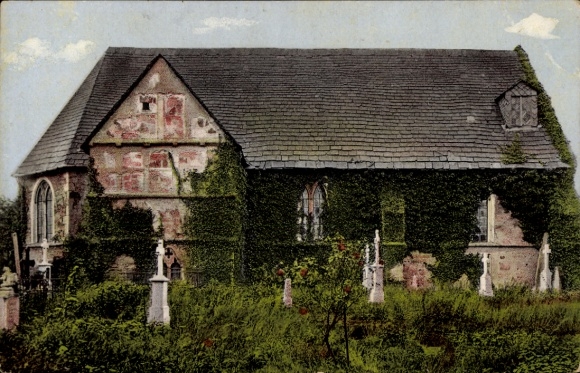 Postcard Jetenburg Bückeburg, view of the church, gravestones