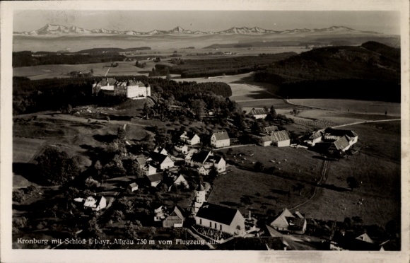 Postcard Kronburg Unterallgäu, aerial photograph, castle
