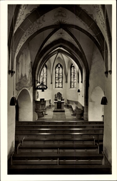 Postcard Gladenbach Hesse, Ev. Martin&#39;s Church, Gothic vault and choir room