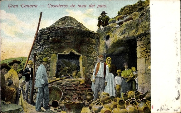 Postcard Gran Canaria Canary Islands, Cosederos de loza del pais