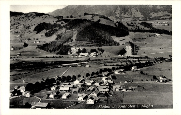Postcard Rieden (near Füssen) on Lake Forggensee Allgäu, aerial photograph