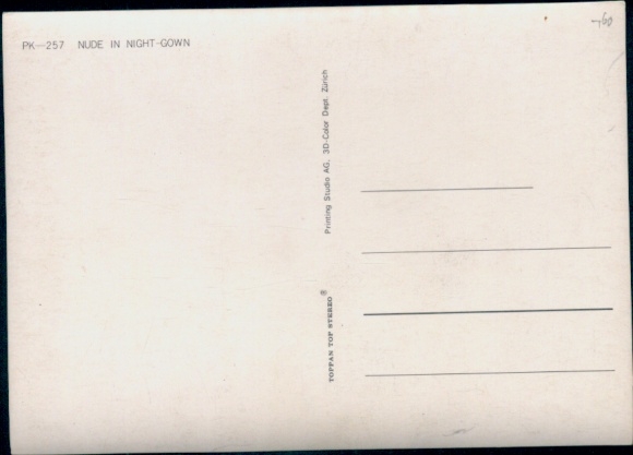 3-D Postcard Female Nude, Naked Woman, Breasts, Chair, Underwear