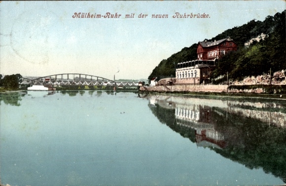 Postcard Mülheim an der Ruhr, Mülheim-Ruhr, new Ruhr bridge, water view, architecture
