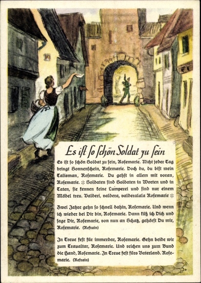 Artist Song Postcard It's so nice to be a soldier, farewell, soldier's love