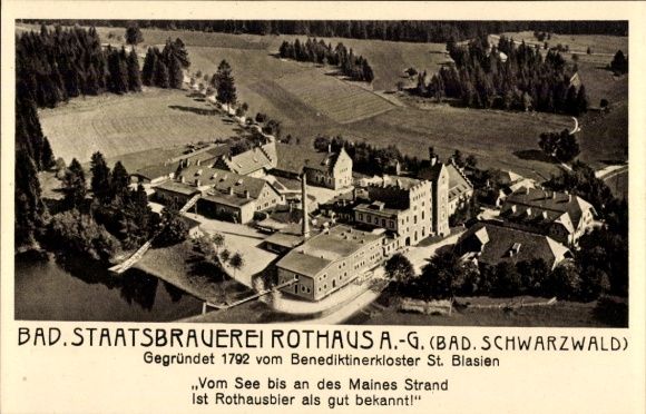 Ak Rothaus Grafenhausen im Schwarzwald, Fliegeraufnahme, Staatsbrauerei