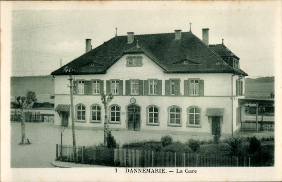 Postcard Dannemarie Dammerkirch Alsace Haut Rhin, train station