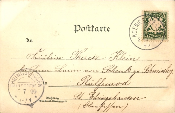 Kunstenaar litho Bergen, Fritz, Berchtesgaden in Opper-Beieren, echtpaar in Beierse klederdracht, stadszicht