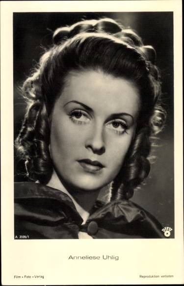 Postcard actress Anneliese Uhlig, portrait, autograph
