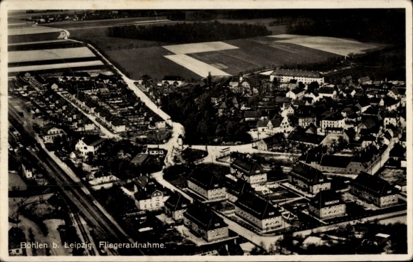 Postcard Böhlen in the Leipzig district, aerial photograph