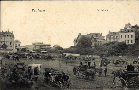 Postcard Veulettes sur Mer Seine Maritime, Vallon, carriages