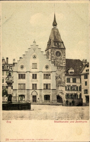 KP Zug Miasto Szwajcaria, Kancelaria Miasta, Zeitthurm, Architektura, Pomnik, nmotiv