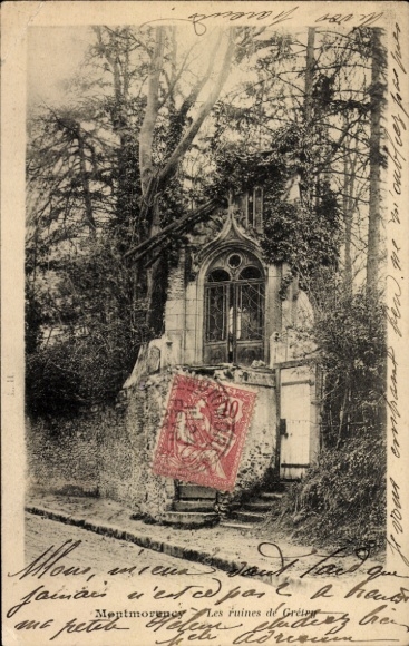 Ak Montmorency Val d’Oise,  mit einer Ruine, eindrucksvoller Eingang, Bäume im Hintergrund