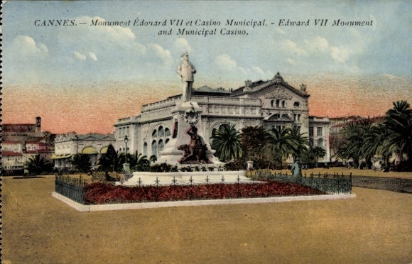 PC Cannes Alpes Maritimes, Monument Édouard VII, Casino Municipal, palm trees, flowerbed