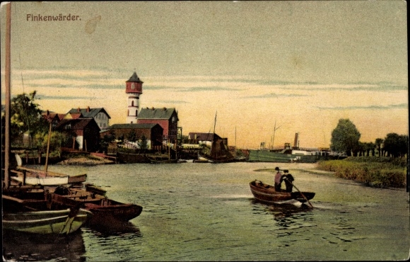 PC Hamburg Mitte Finkenwerder Finkenwaerder, partial view, water tower, Lachmund Collection