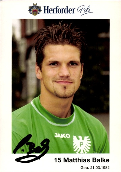 Autogrammkarte Fußballer Matthias Balke, Preußen Münster, Autogramm