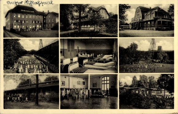 Postcard Bad Sassendorf in Westphalia, children's hospital, partial views