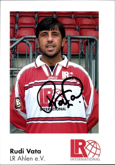 Autogrammkarte Fußballer Rudi Vata, Rot Weiss Ahlen, Autogramm