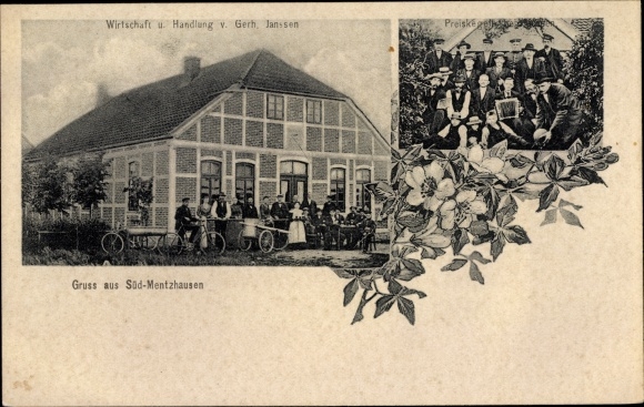 Postcard Mentzhausen Jade in Lower Saxony, economy, action, prize bowling