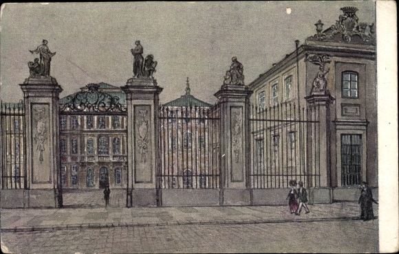 Artist Postcard Loukomsky, G., Warszawa Warsaw Poland, Ancien hotel du Cte Brühl, Pałac Brühla