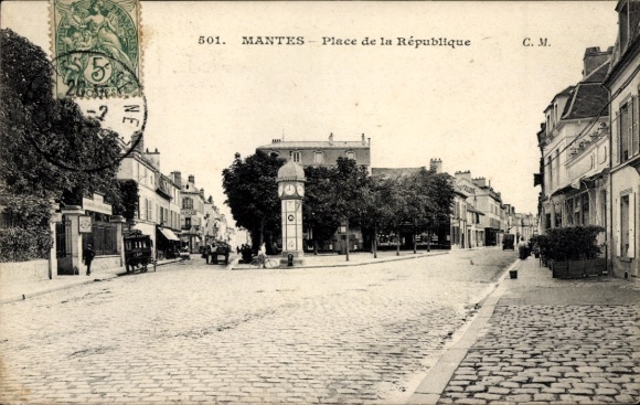 Ak Mantes Yvelines, Place de la Republique
