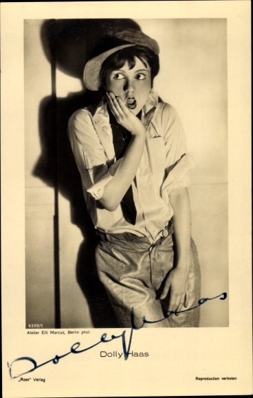 Postcard actress Dolly Haas, portrait, autograph