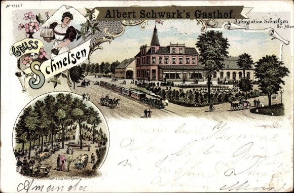 Chromo-Litho Hamburg Eimsbüttel Schnelsen, inn, garden party, waitress