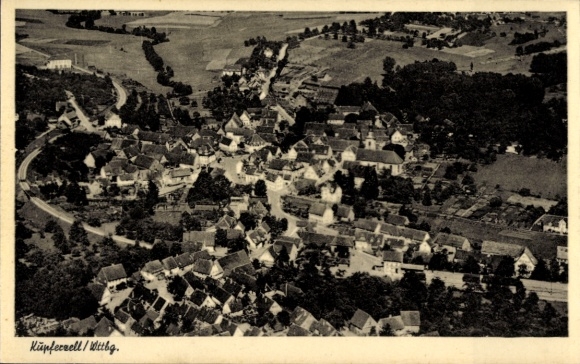 Postcard Kupferzell in Württemberg, aerial photograph from 1945
