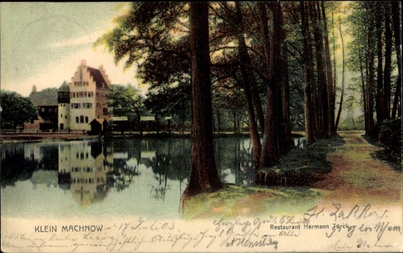 Postcard Kleinmachnow in Brandenburg, Hermann Türck's restaurant, forest