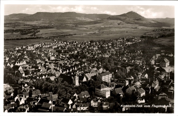 Postcard Kirchheim unter Teck Württemberg, aerial photograph